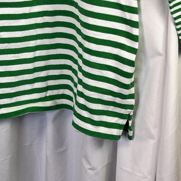 Lands End Green White Striped 100% Cotton Top Women’s Size Large EUC - Picture 4 of 9
